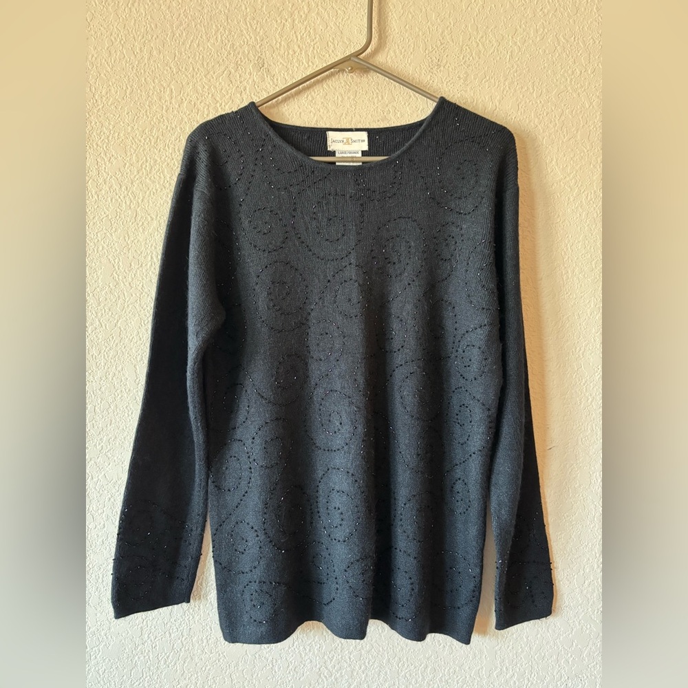 vintage jaclyn smith Sweater‎ Womens L Beaded Silk Angora Rabbit Hair
